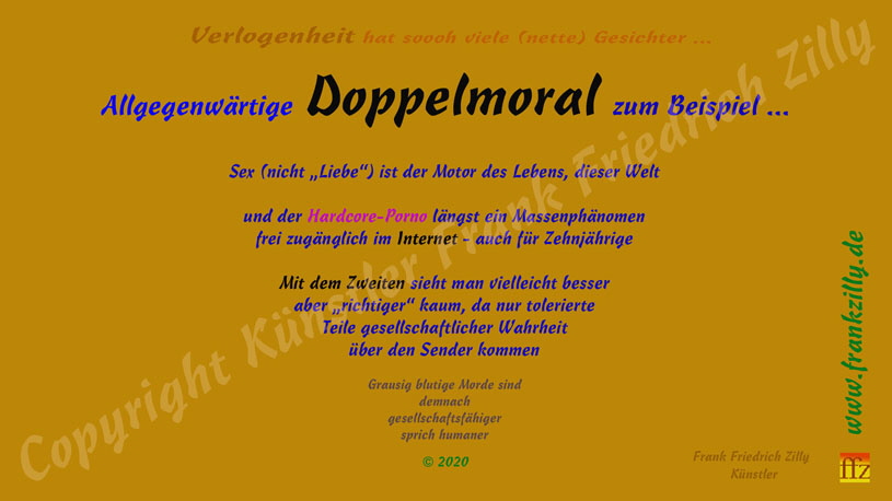 " Texttafel Doppelmoral " von Künstler Frank Friedrich Zilly