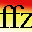 Dieses schwarze  "ffz"  auf rot-gelb-weißem Hintergrund steht als Kürzel und das Ganze als Logo für den Künstler Frank Friedrich Zilly